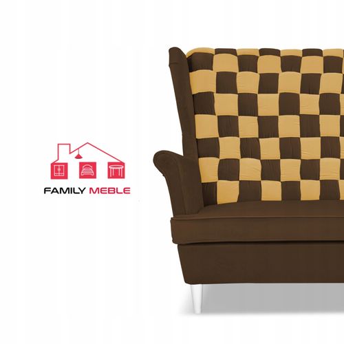 Zestaw uszak CAROL DUO sofa fotele pufy brązowo - żółty na Arena.pl