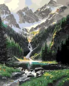 Malowanie po numerach 40x50cm Potok w górach