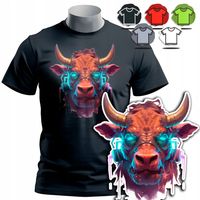 KOSZULKA T-SHIRT MĘSKI WZORY DO WYBORU - BYK BULL ZODIAK ZWIERZE ROGI - S