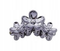 Piękna spinka klamra akrylowa trzy kwiatki grafit 11cm