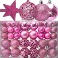 BOMBKI CHOINKOWE NA CHOINKĘ ZESTAW XXL RÓŻOWE 100 szt 6/4/3 cm + GWIAZDA