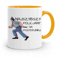 Kubek Żólty Najszybszego Policjanta Policjantki Z Nadrukiem Ze Zdjęciem
