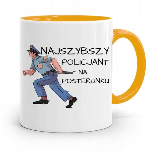 Kubek Żólty Najszybszego Policjanta Policjantki Z Nadrukiem Ze Zdjęciem na Arena.pl