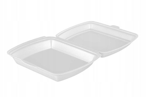 Styropianowy Pojemnik Opakowanie Jednorazowe Obiadowy Niedzielony Biały na Arena.pl