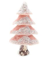 CHOINKA Z BROKATEM DEKORACJA GLAMOUR FUTERKO 30 cm RÓŻOWA