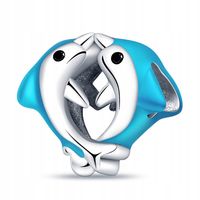 Zawieszka SREBRO 925 Charms Koralik Delfiny