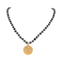 naszyjnik z granatowych koralików z koliberkiem (c24/kor/341au)