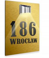 złota TABLICZKA podświetlana ADRESOWA numer domu dibond nierdzewna 40x30