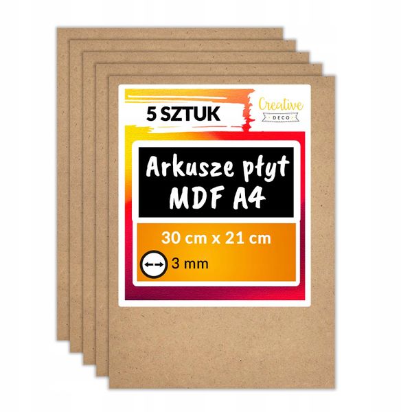 Płyta MDF do cięć laserem 300 x 210 x 3mm A4 x 5 zdjęcie 1