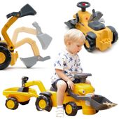 FALK Jeździk Traktor Komatsu z Łyżką Koparką i Przyczepą od 1-3 Lat
