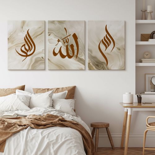 Obrazy Do Salonu Set Abstrakcja Marmur Islamskie Znaki Glamour 90cm x 40cm na Arena.pl
