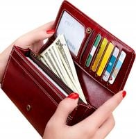 Damski Portfel Skórzany Duży Pojemny Elegancki