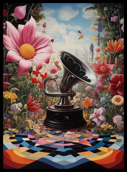 Plakat 40x55cm Gramofon w Kwiatach zdjęcie 2