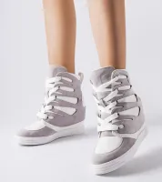 Biało-szare sneakersy na koturnie Pantaleone 39