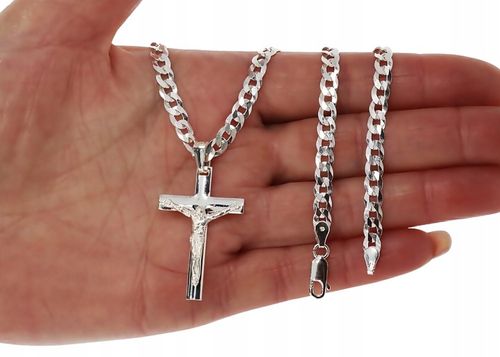 SREBRNY PEŁNY ŁAŃCUSZEK MĘSKI PANCERKA Z KRZYŻYKIEM PR. 925 + GRAWER GRATIS na Arena.pl
