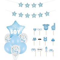 Zestaw dekoracje na Baby Shower chłopca balony baner rekwizyty do zdjęć