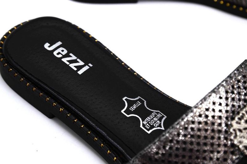 Klapki damskie z aplikacją JEZZI RMR24148-3 - czarno-srebrne 39 zdjęcie 3