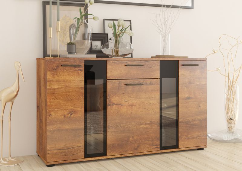 Komoda SALSO 140 cm biała oświetlenie led szafka regał meble do salonu zdjęcie 6