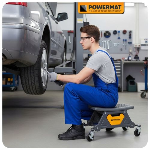 KRZESŁO WARSZTATOWE STOŁEK TABORET NA KÓŁKACH 3 SCHOWKI 200 KG SIEDZISKO na Arena.pl