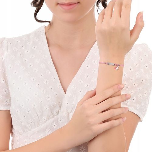 BRANSOLETKA Z BLASZKĄ 925 JEDNOROŻEC GRAWER NA SZNURECZKU DLA DZIEWCZYNKI na Arena.pl