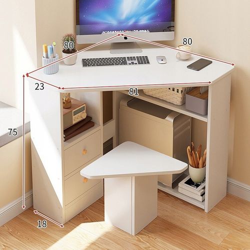 BIURKO NAROŻNE TRÓJKĄTNE KOMPUTEROWE Z PÓŁKAMI NOWOCZESNE BIAŁE LOFT na Arena.pl