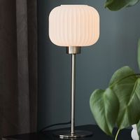 Stołowa LAMPKA stojąca SOBER 108121 Markslojd plisowana LAMPA szklana gabinetowa stal biała