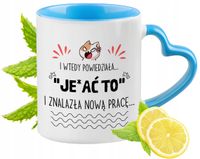 Pożegnanie Z Pracy Kubek Błękitny Z Uszkiem W Kształcie Serca Na Prezent