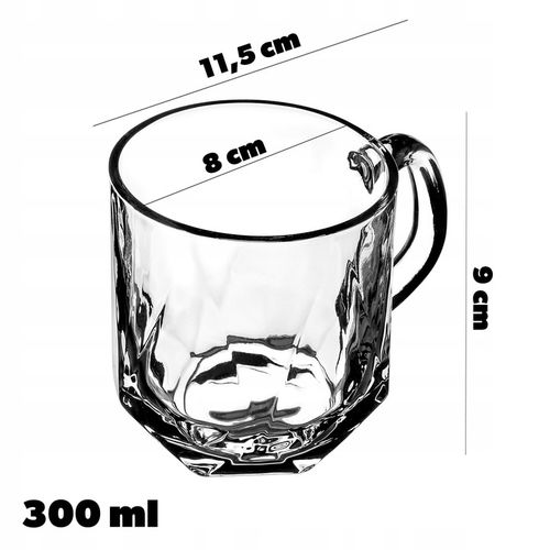 SZKLANKI DO KAWY HERBATY 300ml NAPOJÓW SZKLANKA Z UCHEM ZESTAW SZKLANEK 6x na Arena.pl