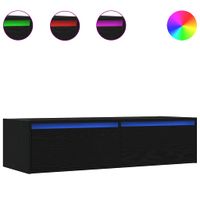 Szafka pod TV z oświetleniem LED, czarna, 100x35,5x25 cm