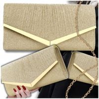 Torebka Wieczorowa ZŁOTA ELEGANCKA błyszcząca Kopertówka Wizytowa Mała