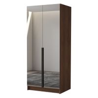 Szafa BONO III 100 cm z lustrem-pojemna garderoba-ORZECH WARMIA+CZARNY