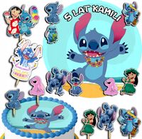 ZESTAW OPŁATEK NA TORT 20CM + TOPPERY PAPIEROWE - STICH STICZ 15CM 18CM