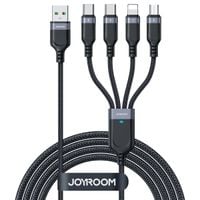4w1 kabel przewód usb-a - 2x usb-c iphone lightning microusb 1.2m czarny