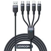 4w1 kabel przewód usb-a - 2x usb-c iphone lightning microusb 1.2m czarny