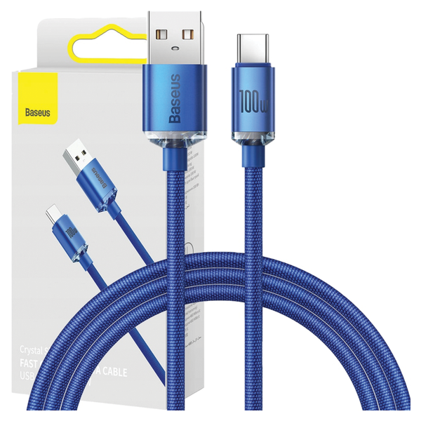 kabel usb do usb-c baseus crystal shine, 100w, 2m (niebieski) zdjęcie 1