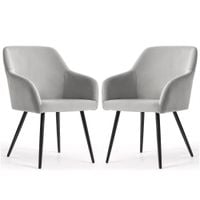 2x Krzesło welurowe tapicerowane do salonu ESTELLE Szare Czarne nogi