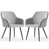 2x Krzesło welurowe tapicerowane do salonu ESTELLE Szare Czarne nogi