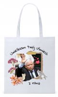 Śmieszny Pis Kaczyński Torba Eco Biała Shopper Z Nadrukiem Ze Zdjęciem