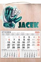 KALENDARZ 2025 jednodzielny DREWNIANY prezent dla bramkarza TWÓJ TEKST