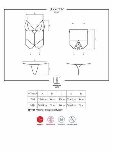 Kobiecy Gorset i Stringi - Obsessive 866-COR-1 L/XL na Arena.pl