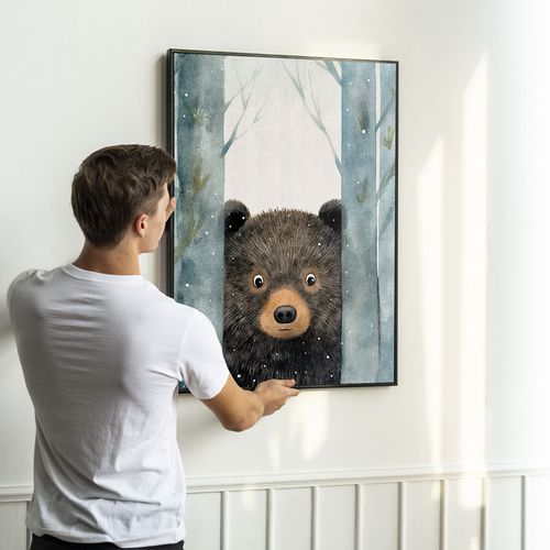 Plakat dla dziecka niedźwiadek 30x40 cm w czarnej ramie na Arena.pl