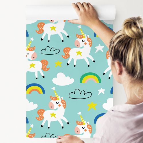 Tapeta Dla Dzieci - Śpiące Jednorożce - Styl Skandynawski na Arena.pl