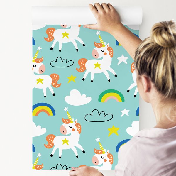 Tapeta Dla Dzieci - Śpiące Jednorożce - Styl Skandynawski zdjęcie 4