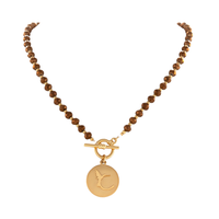 Naszyjnik z czekoladowych koralików z koliberkiem (C24/KOR/338AU)