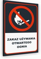 Tabliczka znak informacyjny 30x20 Antracyt ZAKAZ UŻYWANIA OGNIA Nierdzewna