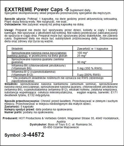 Supl.diety-eXXtreme power caps 1x5stk. na Arena.pl