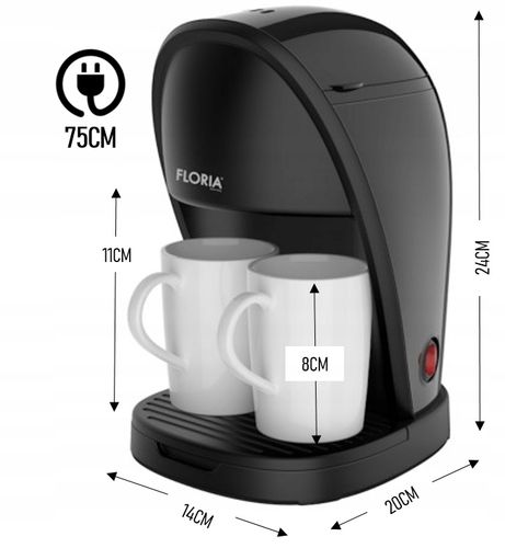 EKSPRES PRZELEWOWY DO KAWY CZARNY TURYSTYCZNY 450W KUBKI 2X125ML na Arena.pl