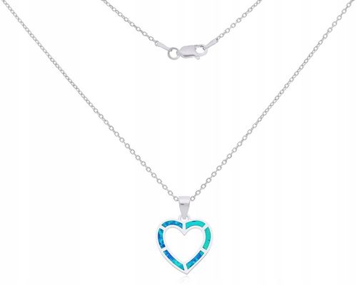 Łańcuszek Srebrny Damski z Sercem + Grawer Opal Niebieski dł. 50 cm 925 na Arena.pl