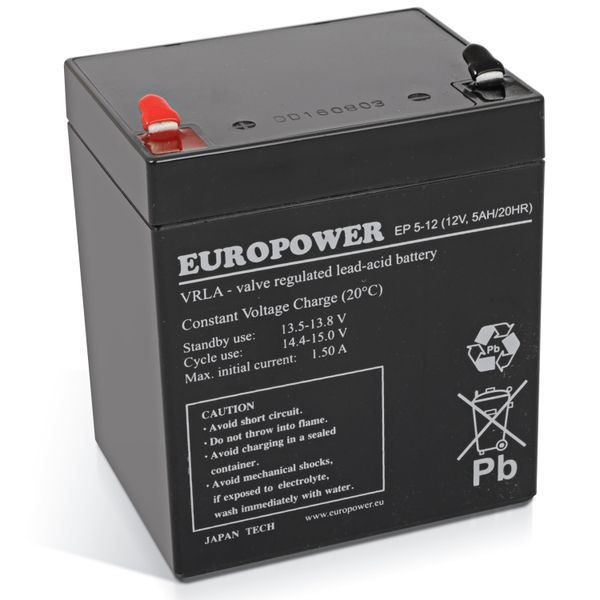 Akumulator 12V 5Ah AGM Europower EP5-12 zdjęcie 1