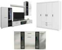 Zestaw mebli Meblościanka + Komoda + Duża Szafa Biały Mat